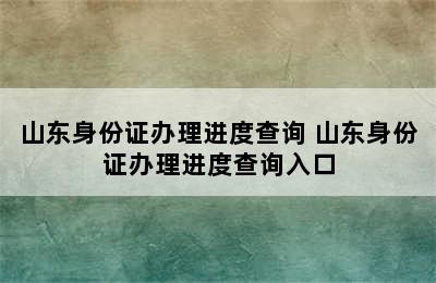 山东身份证办理进度查询 山东身份证办理进度查询入口